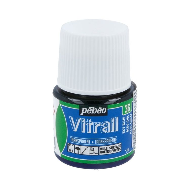 

Краска для стекла и металла Pebeo лаковая, прозрачная, Vitrail, цвет: небесно-голубой