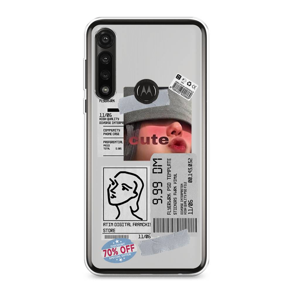 

Чехол на Motorola Moto G Power 2020 "Cute girl collage", Розовый;серый;голубой, 242650-6