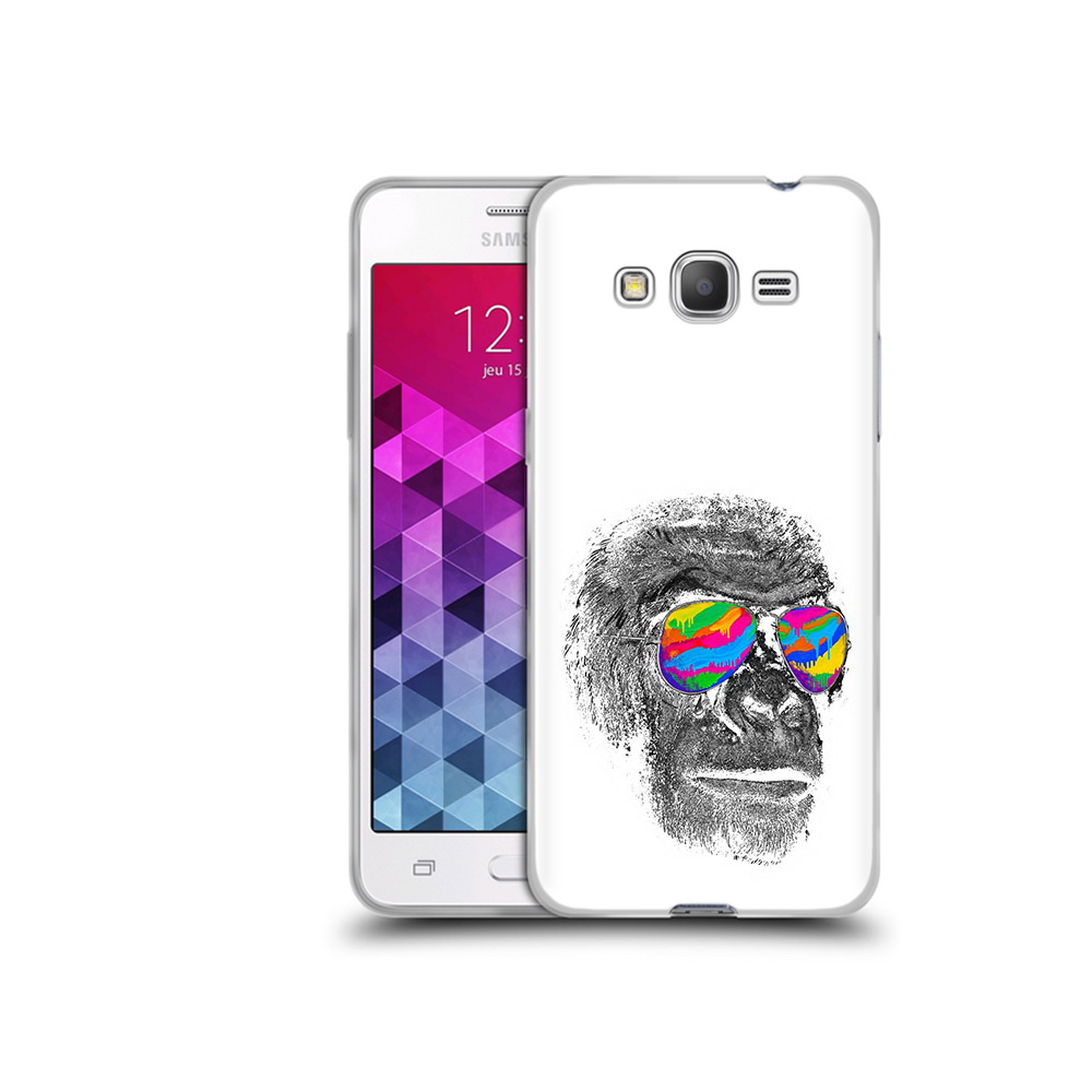 

Чехол MyPads Tocco для Samsung Galaxy Grand Prime крутая обезьяна в очках, Прозрачный, Tocco