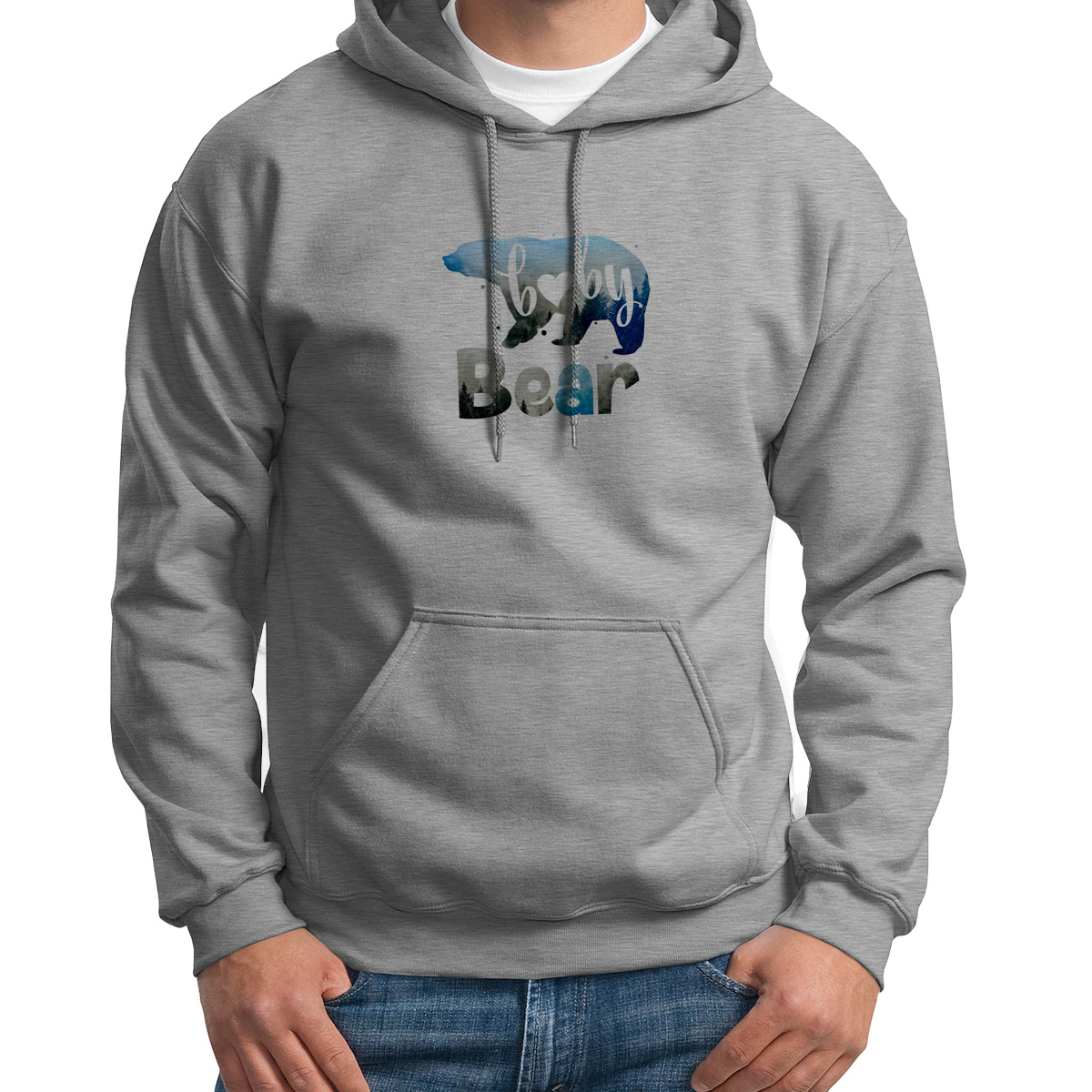 

Худи унисекс CoolPodarok Семья. baby bear2 серое 46 RU, 6S043614
