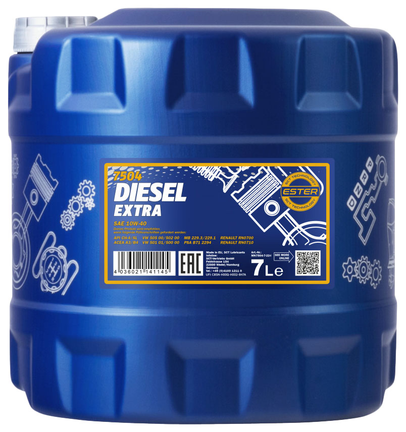 фото Масло моторное diesel extra 10w40 7 л. mannol