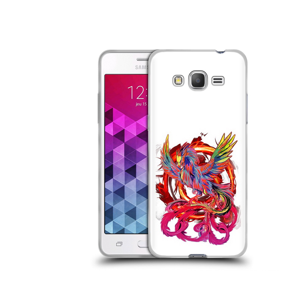 

Чехол MyPads Tocco для Samsung Galaxy Grand Prime красочный феникс, Прозрачный, Tocco