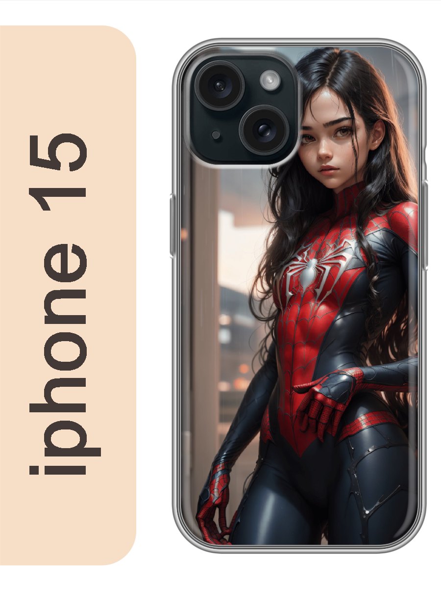 

Чехол на Apple Iphone 15 девушка человек-паук 975, Прозрачный, Iph15anim