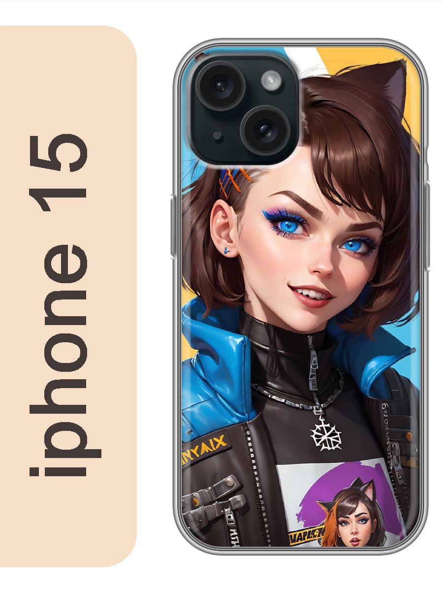 

Чехол на Apple Iphone 15 девушка с ушками 974, Прозрачный, Iph15anim