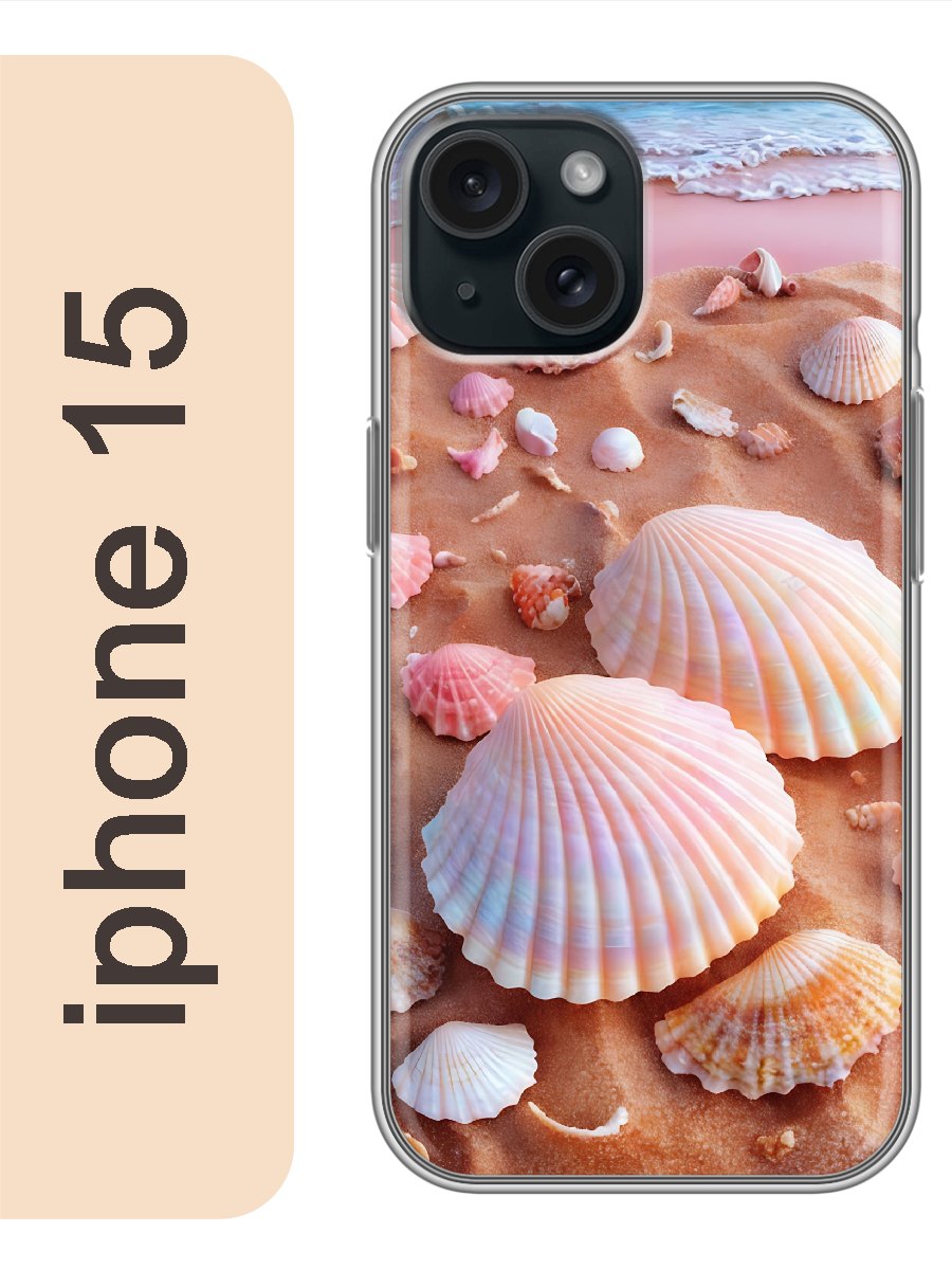 

Чехол на Apple Iphone 15 ракушки на пляже 968, Прозрачный, Iph15sumr