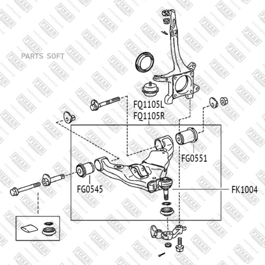 

Сайлентблок задний переднего нижнего рычага FIXAR fg0551