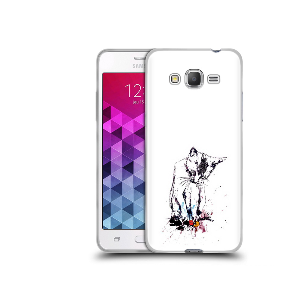 

Чехол MyPads Tocco для Samsung Galaxy Grand Prime кот и микки, Прозрачный, Tocco