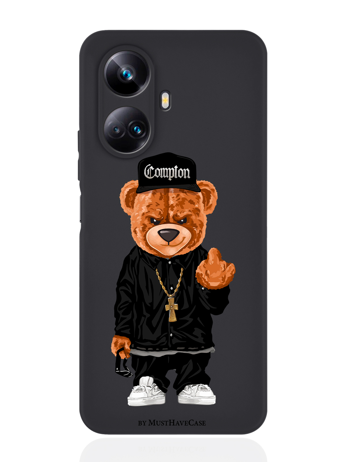 

Чехол MustHaveCase для Realme 10 Pro Plus Мишка Compton черный, Коричневый;черный;белый
