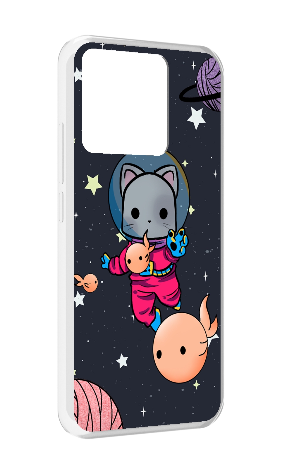

Чехол MyPads Tocco для Xiaomi Redmi 10A котик-с-рыбкой-в-космосе, Прозрачный, Tocco