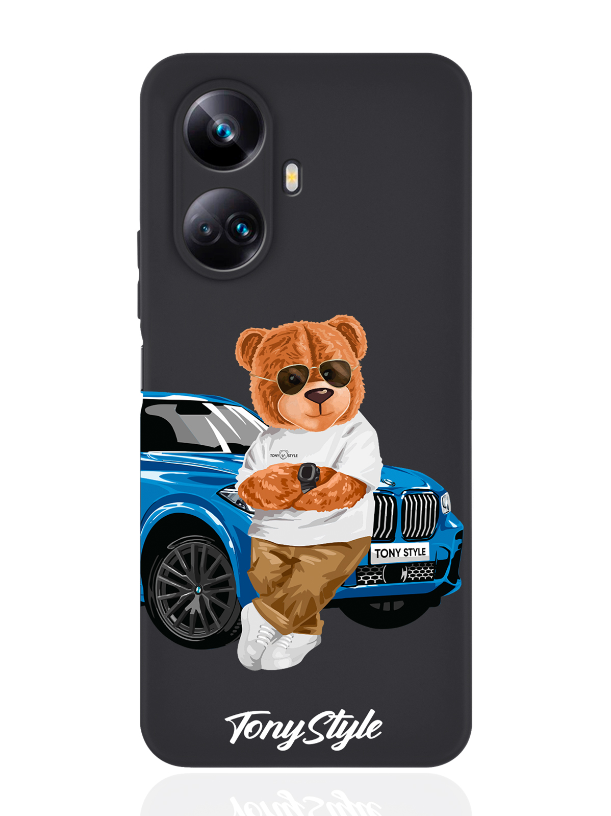 

Чехол Tony Style для Realme 10 Pro Plus Tony Style с машиной черный, Голубой;коричневый;белый