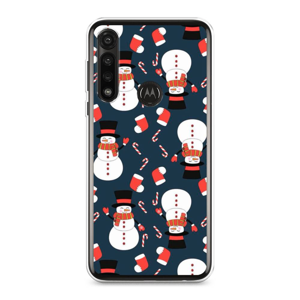 

Чехол на Motorola Moto G Power 2020 "Синие снеговики", Синий;белый;красный, 242650-5