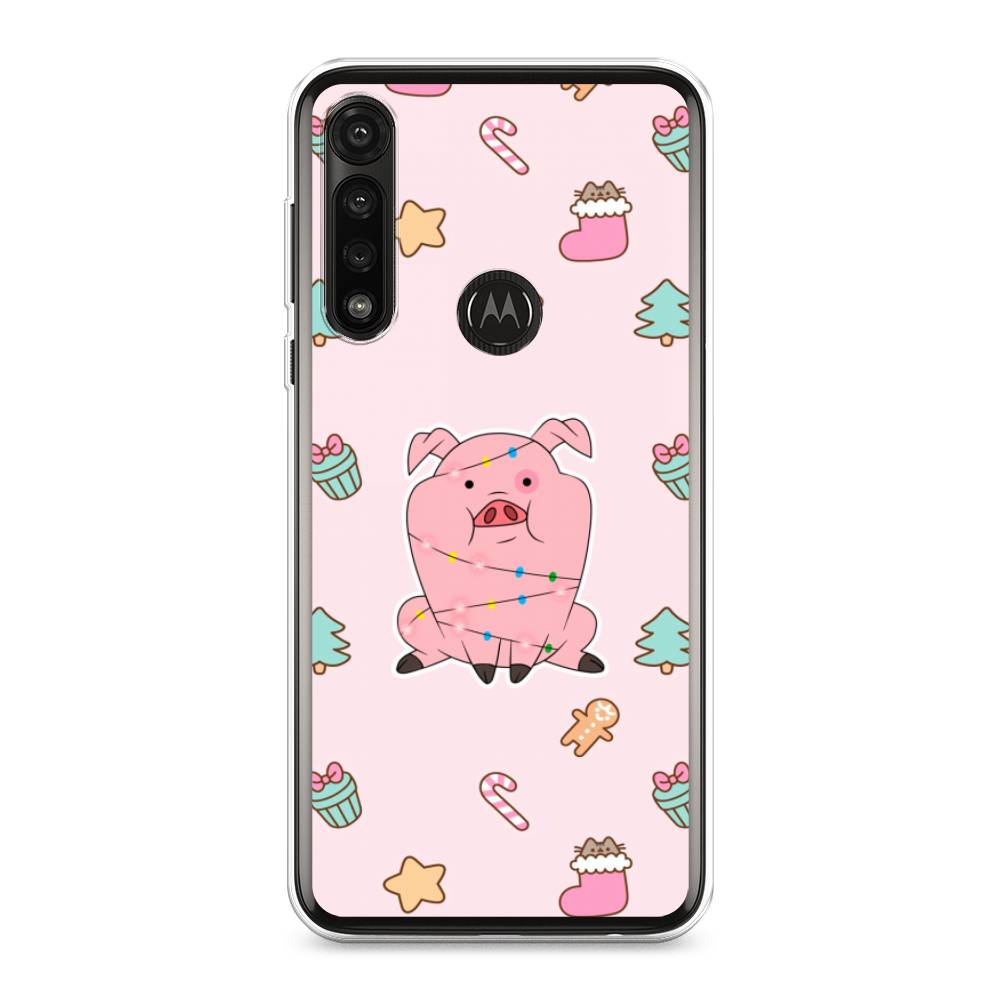 

Чехол на Motorola Moto G Power 2020 "Розовая свинка", Розовый;зеленый, 242650-5