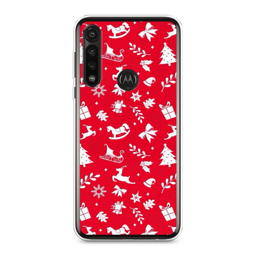 

Чехол на Motorola Moto G Power 2020 "Красный новогодний фон", Красный;белый, 242650-5