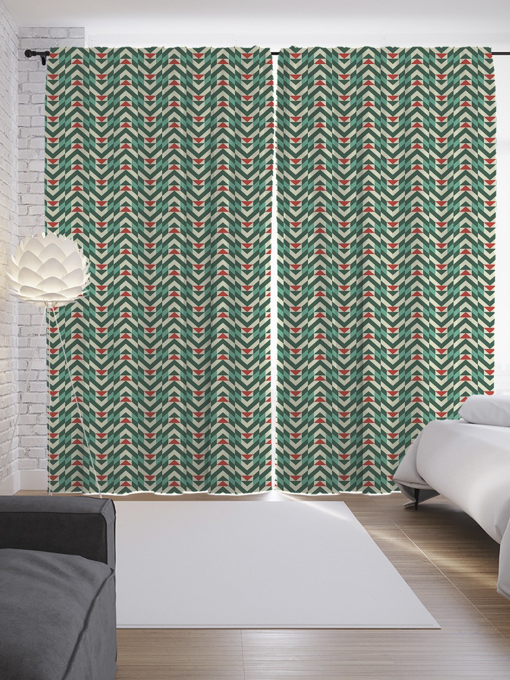 

Шторы JoyArty с фотопечатью "Абстракция зигзагов" из сатена, 290х265 см, Абстракция зигзагов