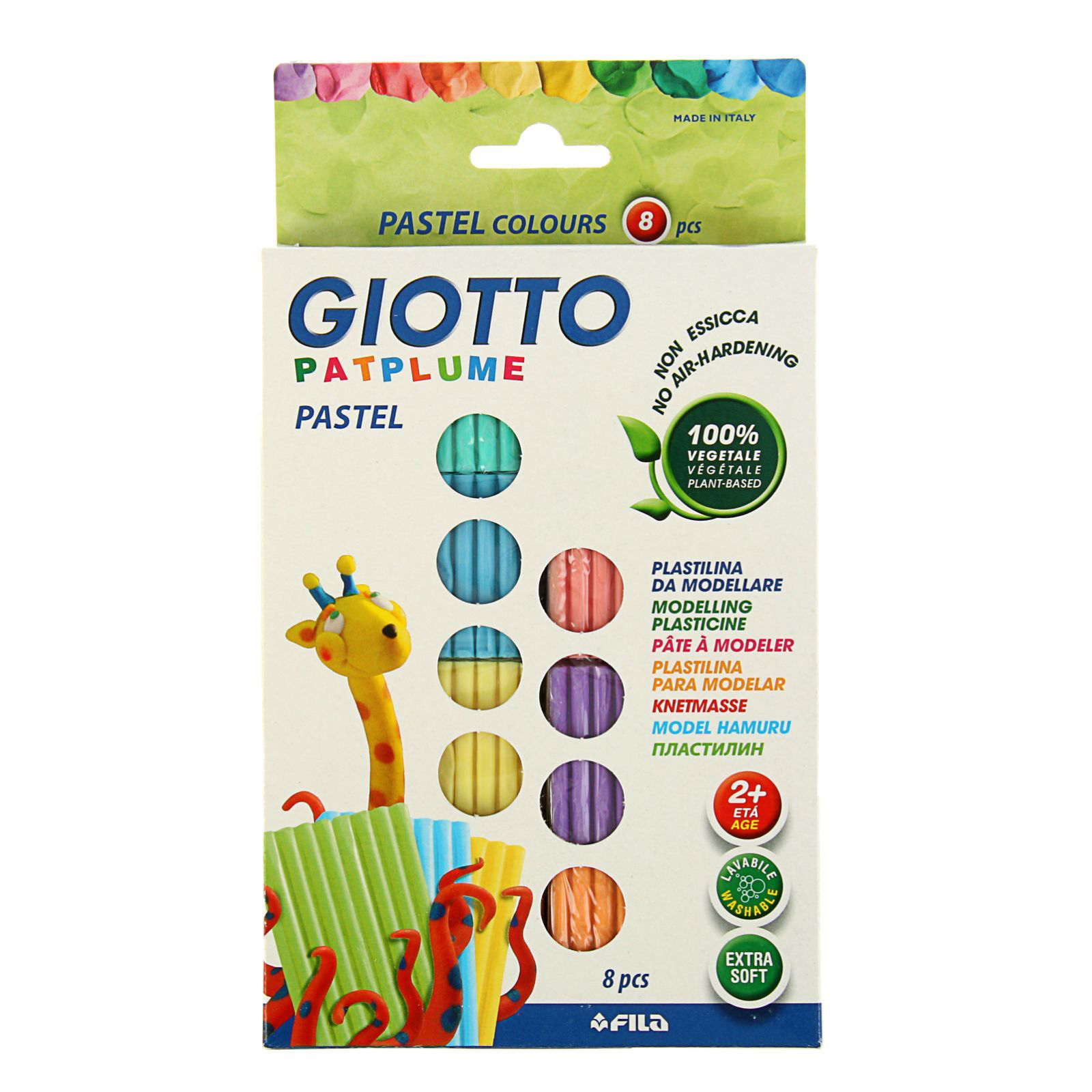 фото Пластилин мягкий giotto patplume pastel (пищевые красители), 8 цветов по 33 г