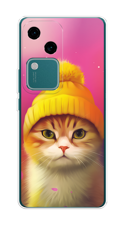 

Чехол на Vivo V30/S18 "Котик в шапочке", Розовый;желтый;бежевый, 2610250-1