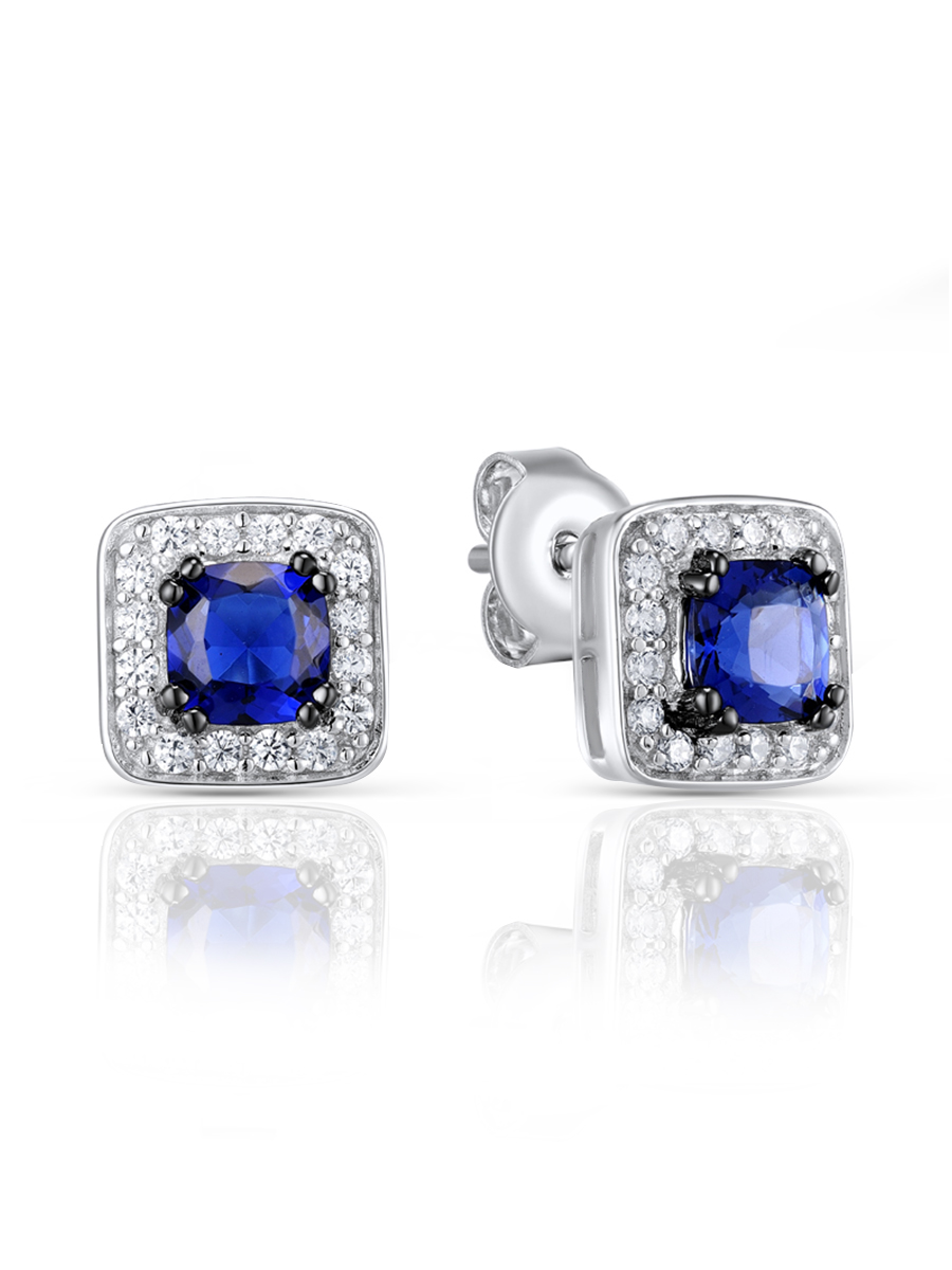 

Серьги пусеты из серебра VALTERA 87689, циркон/сапфир искусственный, 087689