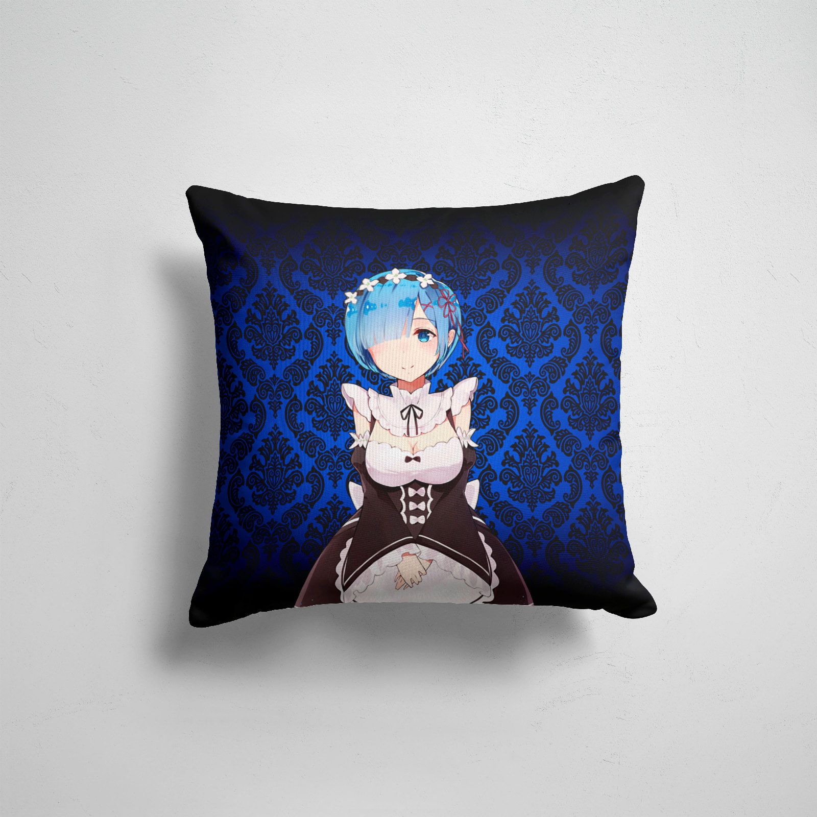 

Подушка декоративная 45х45см Re Zero Жизнь с нуля в альтернативном мире Rem and amp Ram, Разноцветный