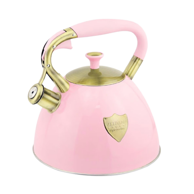фото Чайник zeidan z-4294 розовый 3лчайник со свистком для газовой плиты