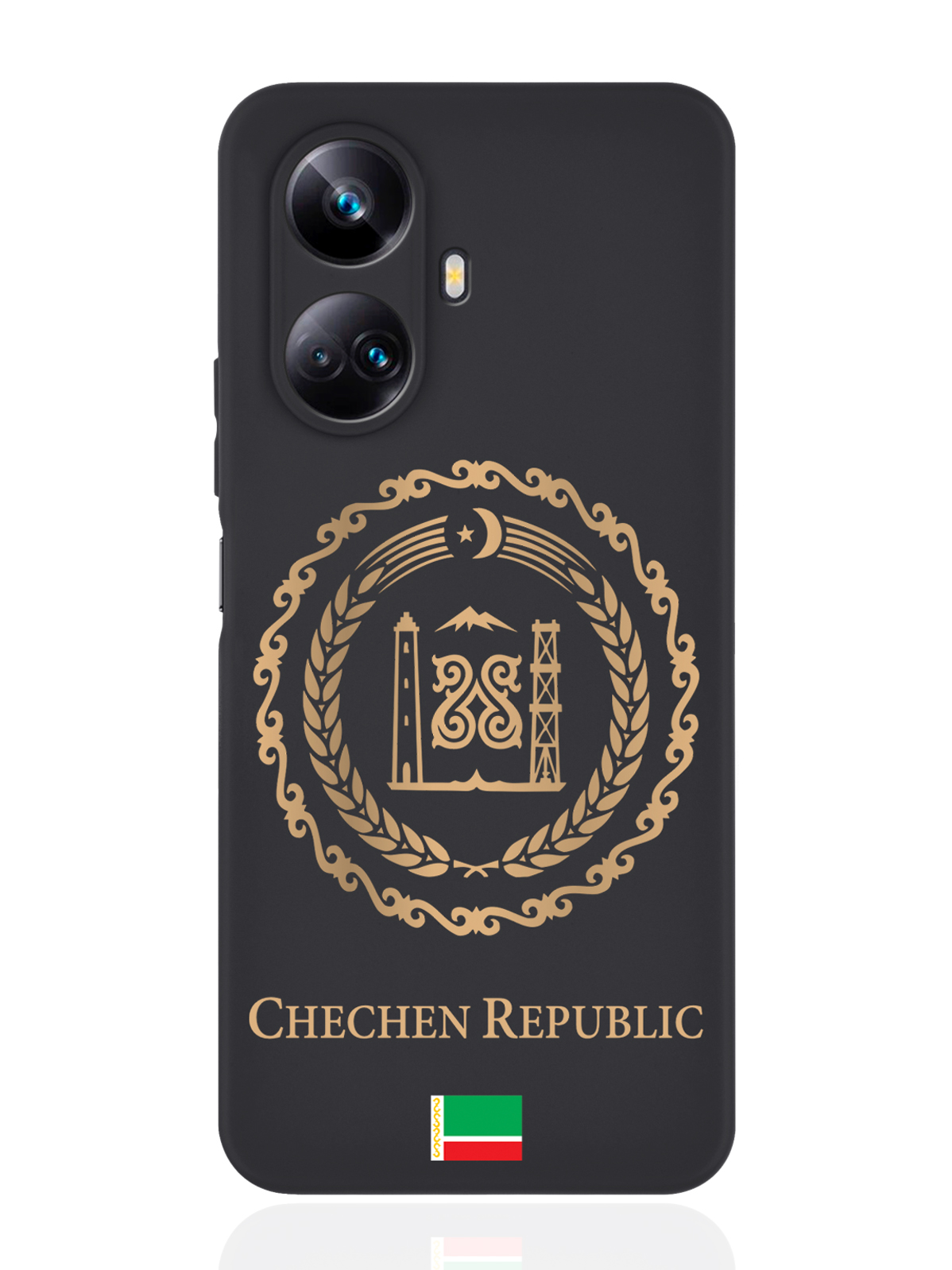 

Чехол SignumCase для Realme 10 Pro Plus Золотой Герб Чечни черный, Золотистый;черный