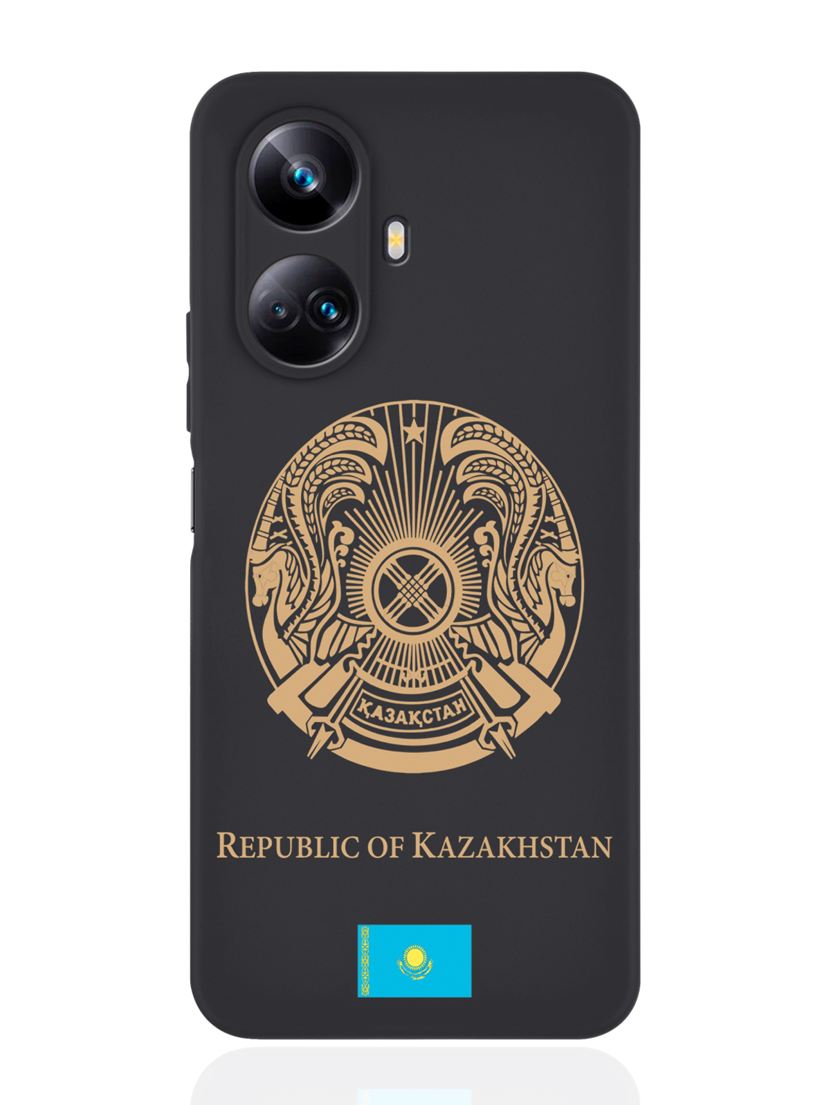 

Чехол SignumCase для Realme 10 Pro Plus Золотой Герб Казахстана черный, Золотистый;черный