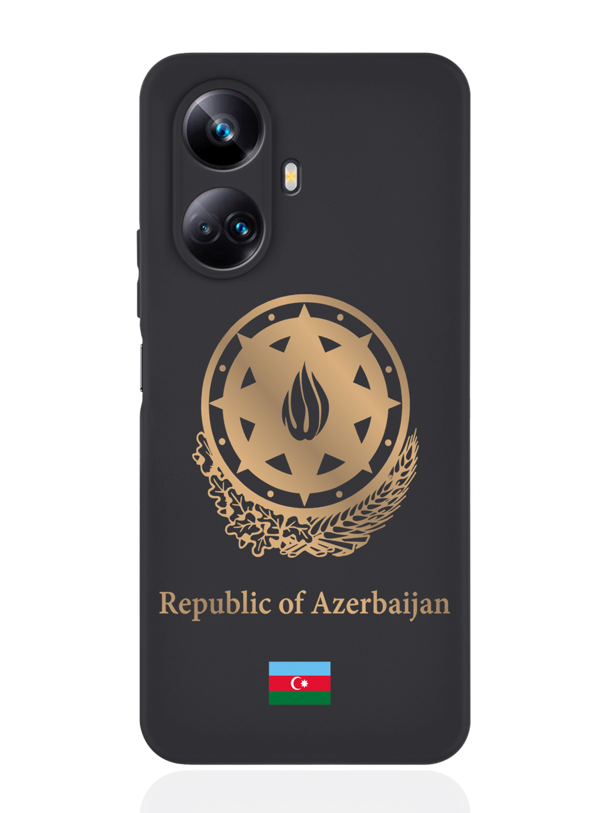 

Чехол SignumCase для Realme 10 Pro Plus Золотой Герб Азербайджана черный, Золотистый;черный