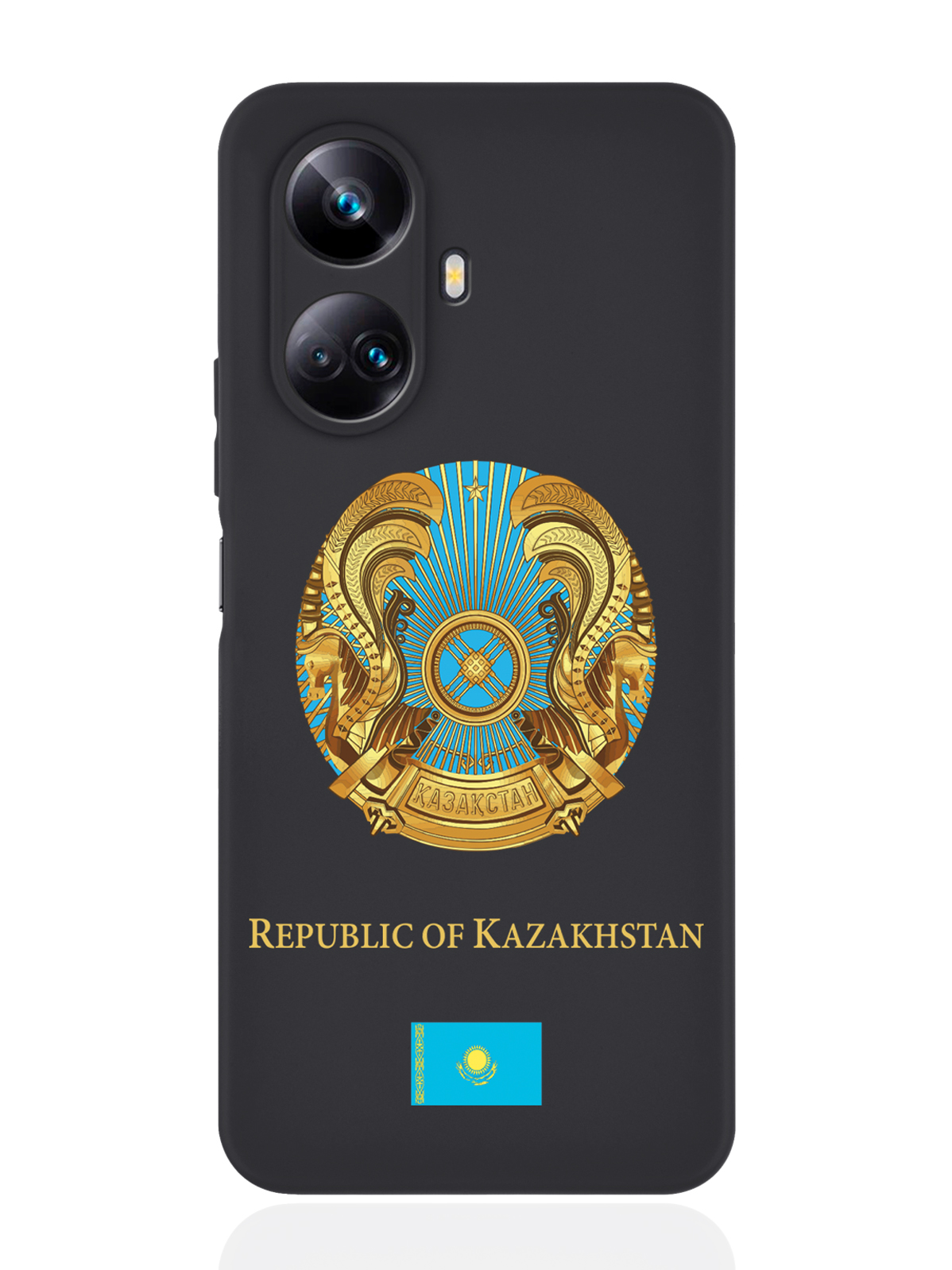

Чехол SignumCase для Realme 10 Pro Plus Герб Казахстана черный, Разноцветный