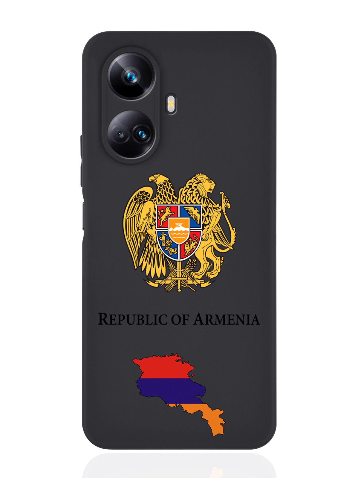 

Чехол SignumCase для Realme 10 Pro Plus Герб Армении черный, Разноцветный