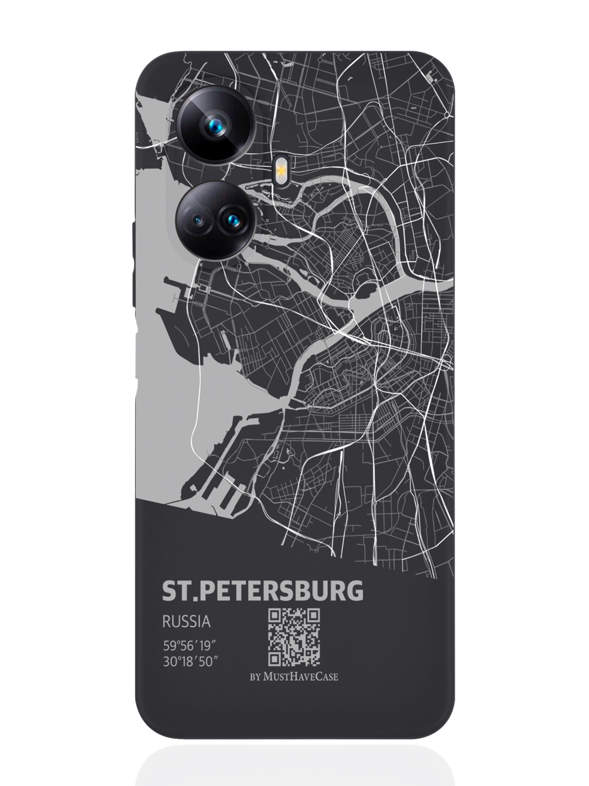 

Чехол MustHaveCase для Realme 10 Pro Plus Карта Санкт-Петербурга черный, Серый;черный