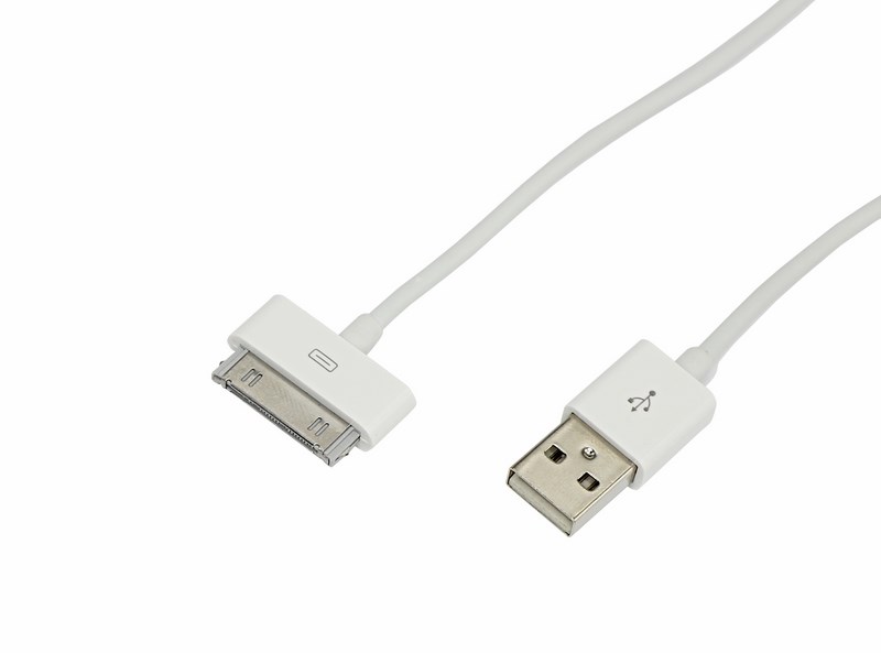 USB кабель для iPhone 4/4S 30 pin шнур 1 м белый Rexant