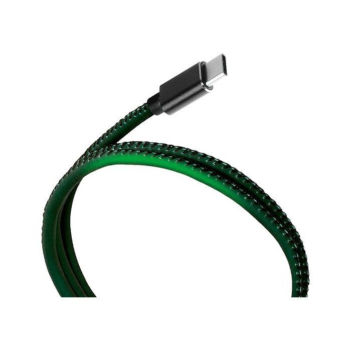 Кабель QUMO USB - USB Type-C 10W, Chamelion PVC, 2A, 1 м, темнозеленый