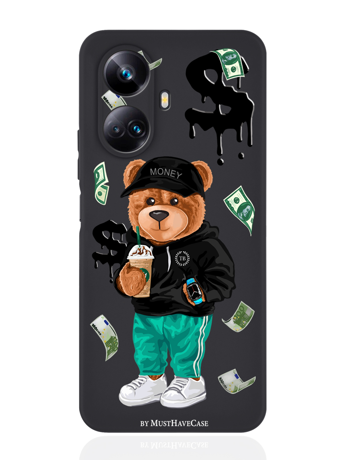 фото Чехол musthavecase для realme 10 pro plus tony bear/мишка тони черный