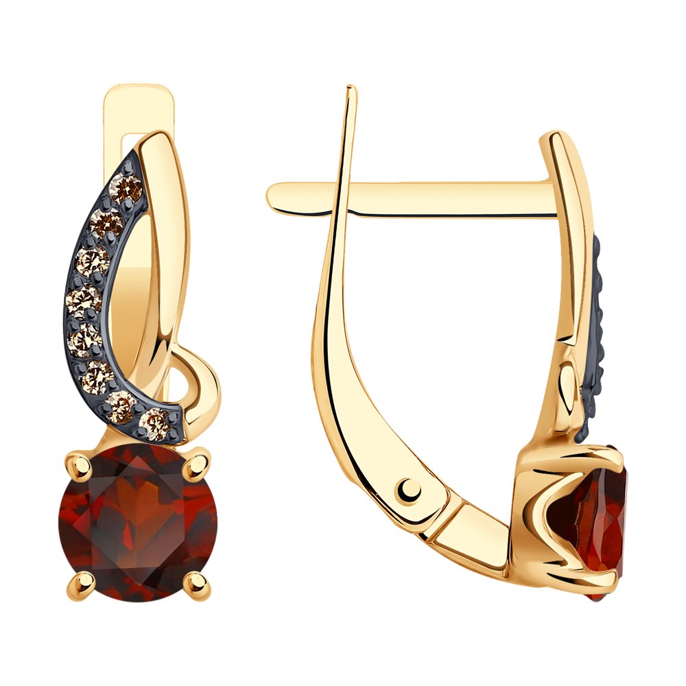 

Серьги из красного золота с гранатом/фианитом Diamant 51-320-01503-2, 51-320-01503-2