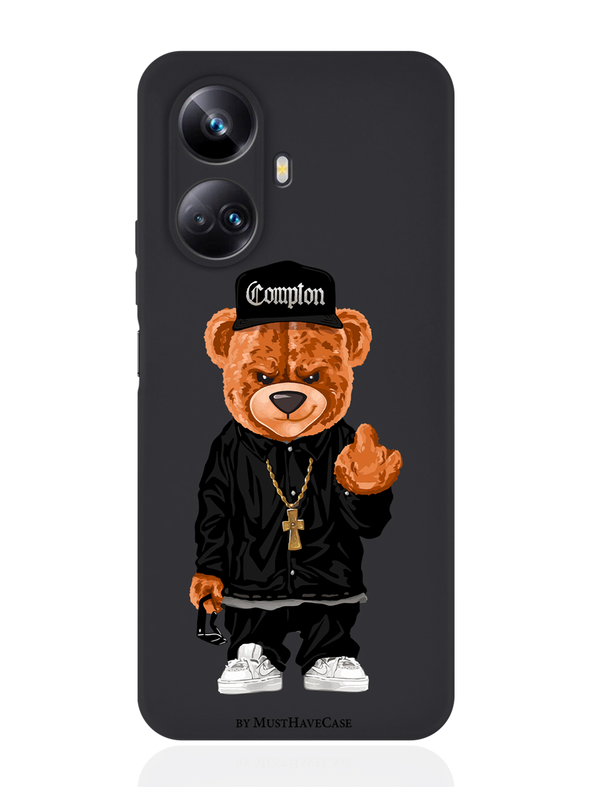 

Чехол MustHaveCase для Realme 10 Pro Мишка Compton черный, Коричневый;черный;белый
