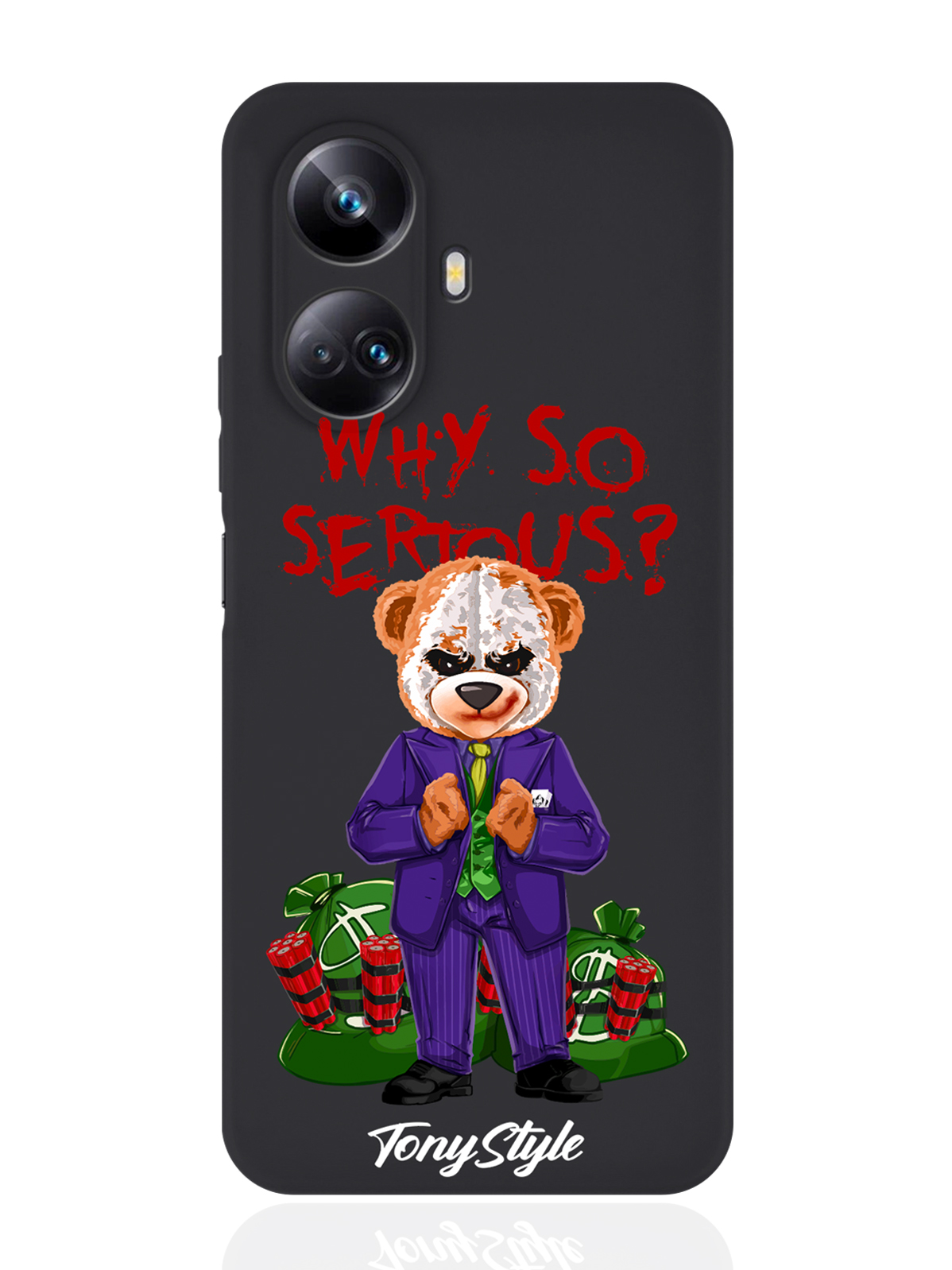 

Чехол Tony Style для Realme 10 Pro Tony Style Why so serious черный, Разноцветный