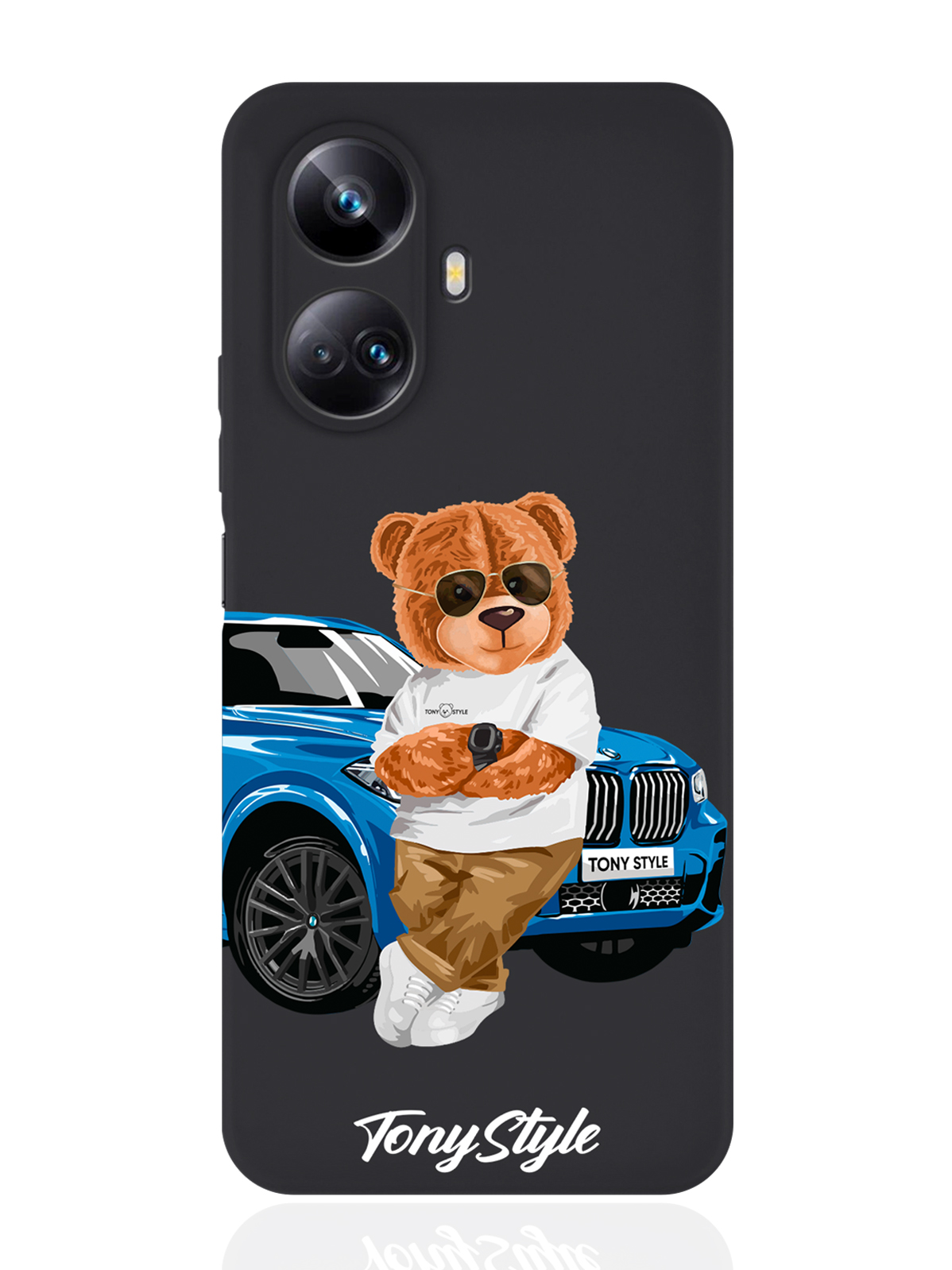 

Чехол Tony Style для Realme 10 Pro Tony Style с машиной черный, Голубой;коричневый;белый