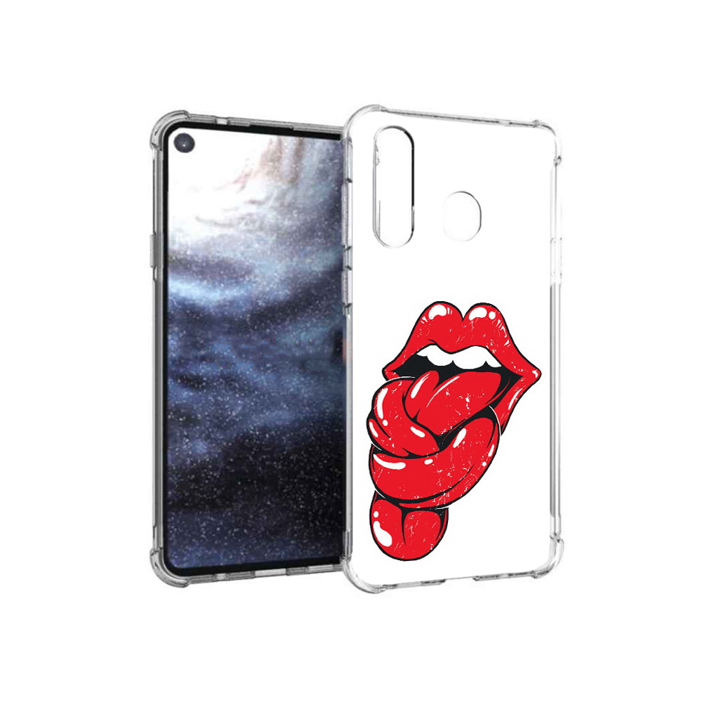 

Чехол MyPads Tocco для Samsung Galaxy A8s яркие губы с языком (PT124633.501.705), Прозрачный, Tocco