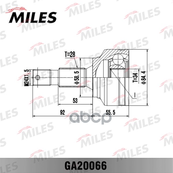 

ШРУС наружный Peugeot 407/407 SW/807 02>10 Citroen C5 III/C5 III Break/C8 02> Miles GA2006