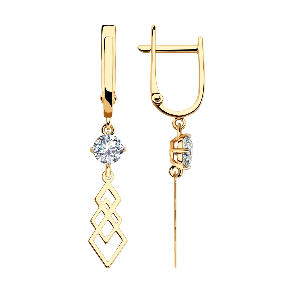 

Серьги из красного золота с фианитом Diamant 51-121-01567-1, 51-121-01567-1