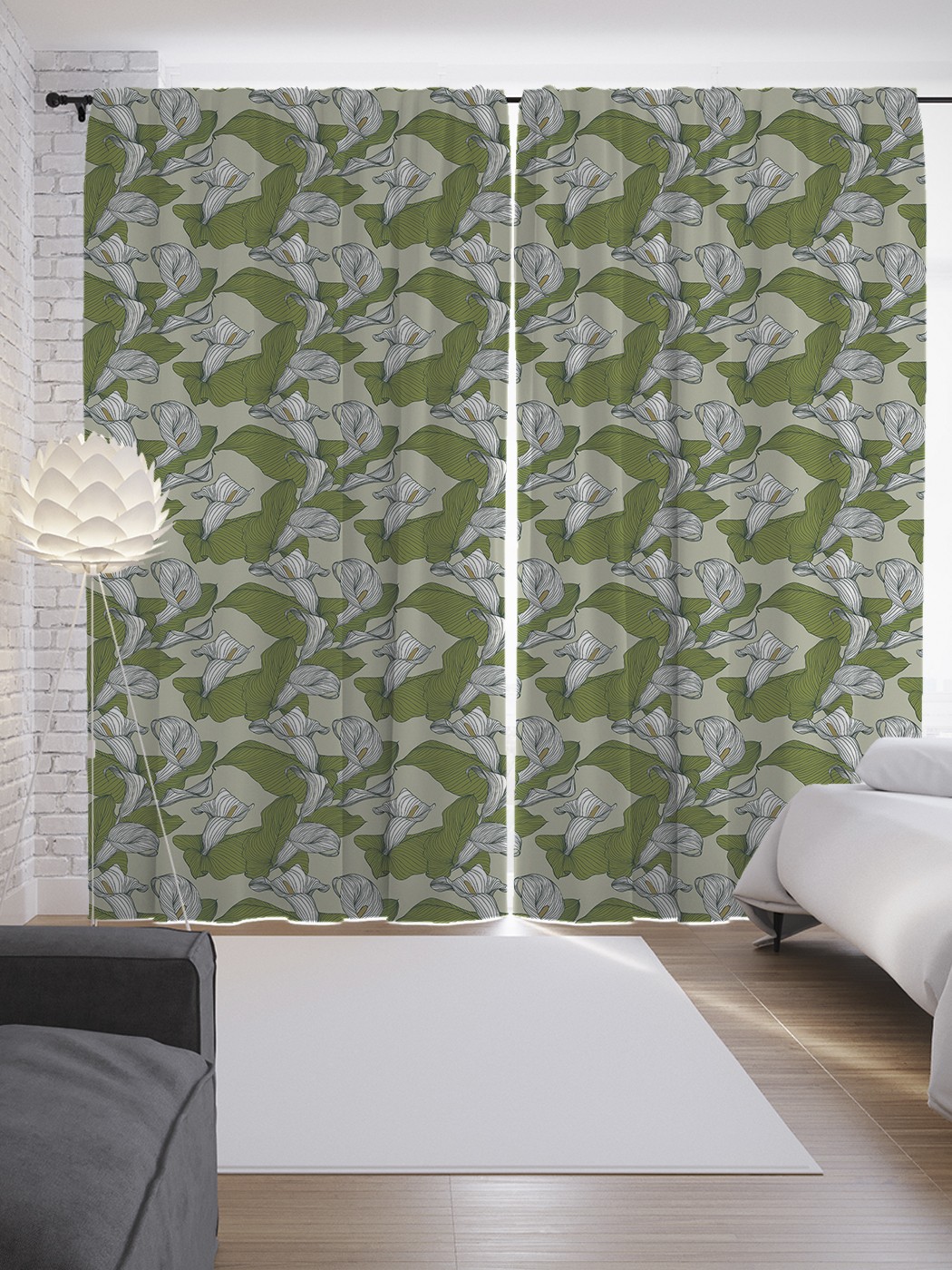 

Шторы JoyArty с фотопечатью "Цветущая калла" из сатена, 290х265 см, Цветущая калла