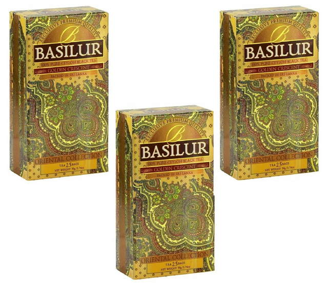 

Чай черный Basilur Восточная коллекция Золотой месяц, 25 пакетиков, 3 упаковки