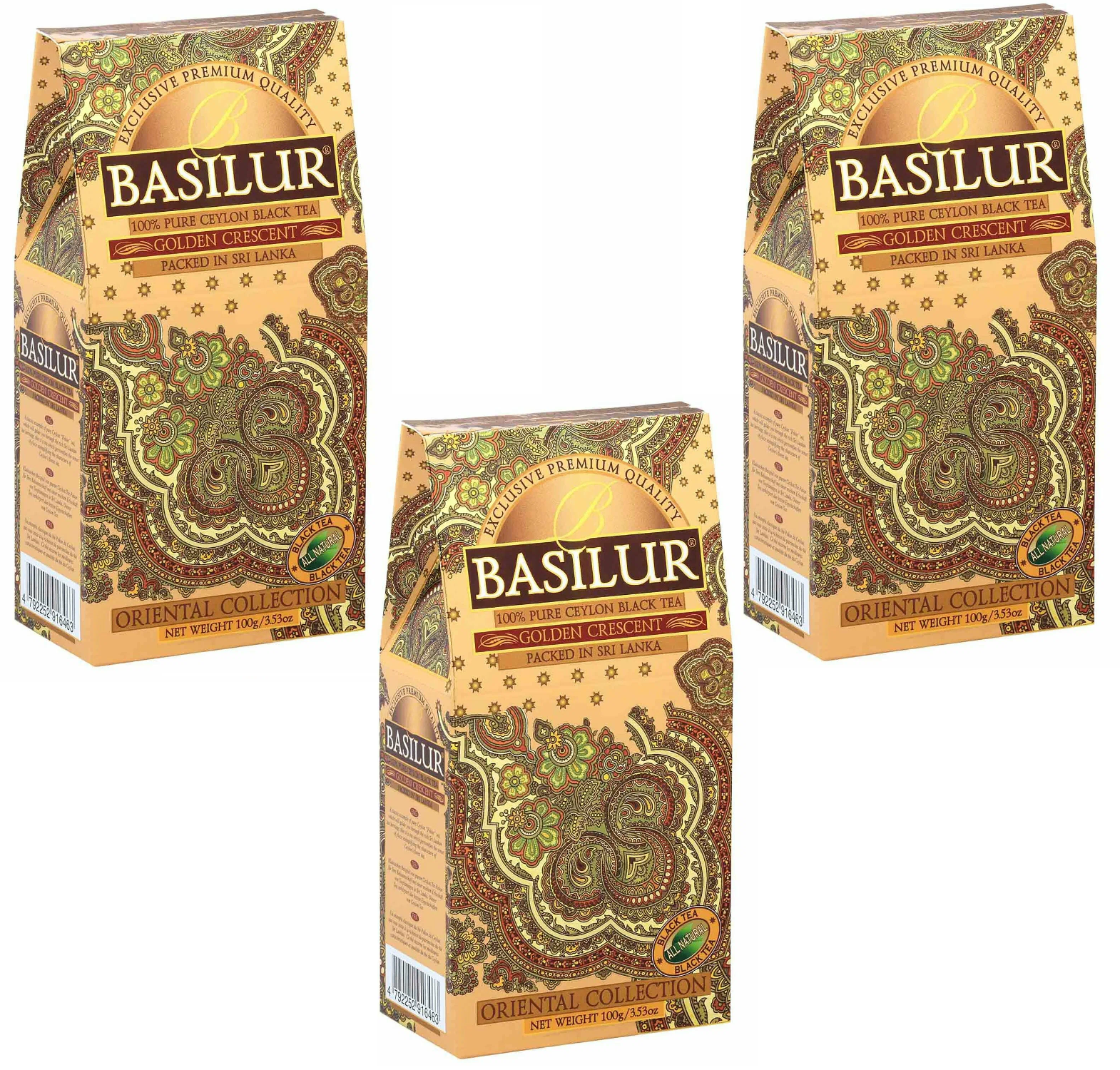 

Чай чёрный Basilur, восточная коллекция, золотой месяц, листовой, 100 г, 3 упаковки