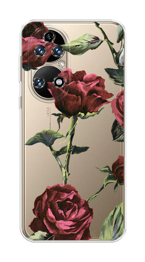

Чехол Awog на Huawei P50 "Бордовые розы фон", Красный, 6104950-8