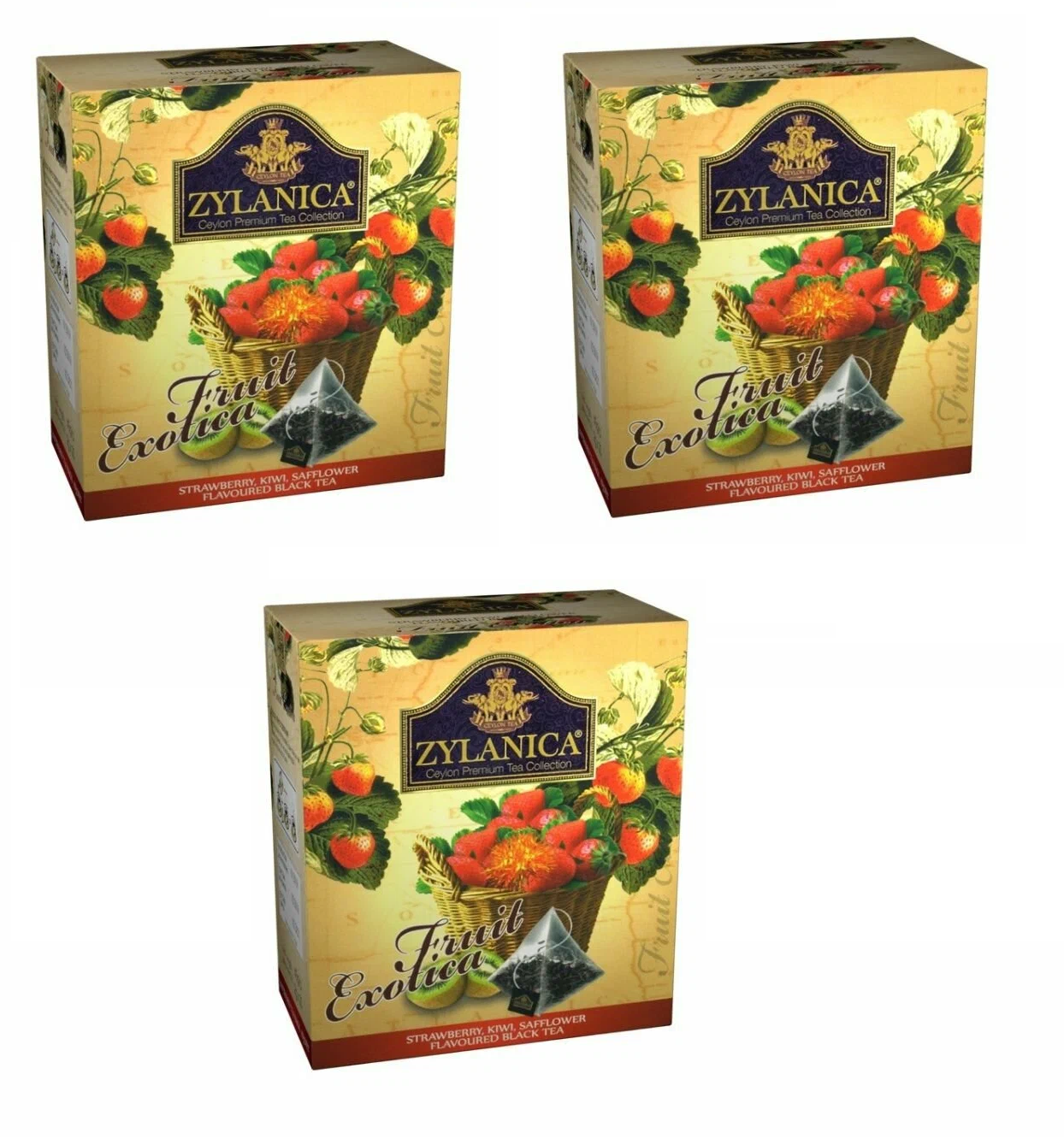 Чай черный ZYLANICA Fruit Exotica, 25 пирамидок по 2 г, 50 г, 3 упаковки