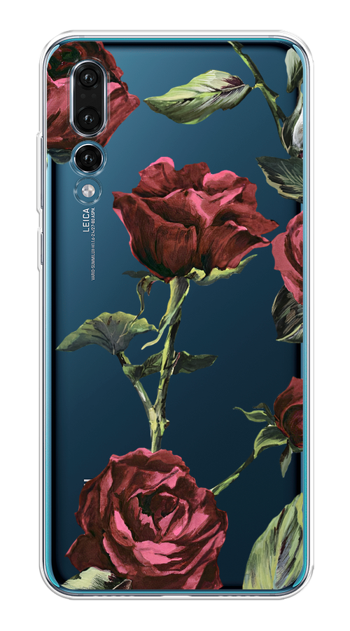 

Чехол Awog на Huawei P20 Pro "Бордовые розы фон", Красный, 65050-8