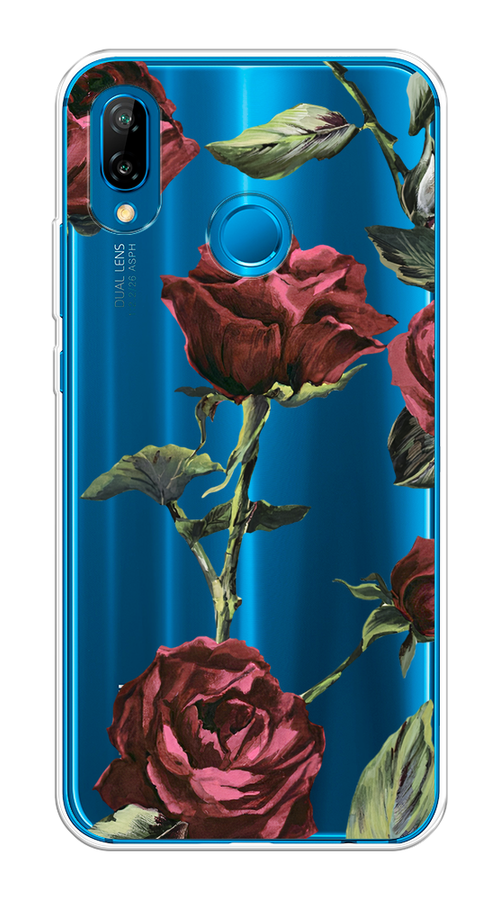 

Чехол Awog на Huawei P20 Lite "Бордовые розы фон", Красный, 64450-8