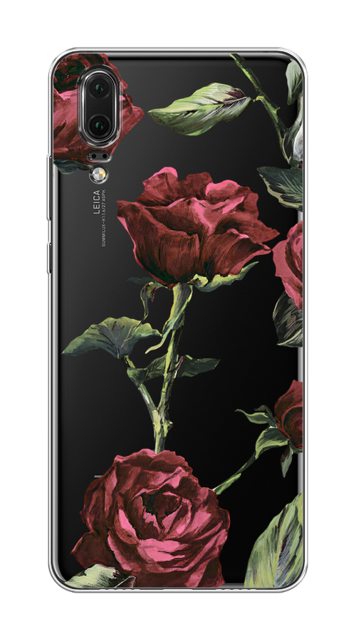 

Чехол Awog на Huawei P20 "Бордовые розы фон", Красный, 64350-8