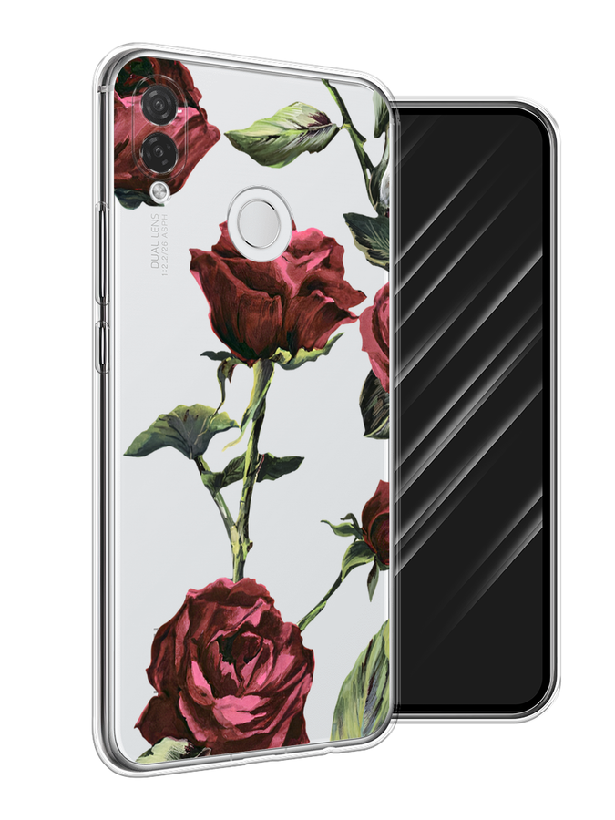 

Чехол Awog на Huawei P Smart Plus "Бордовые розы фон", Красный, 68250-8