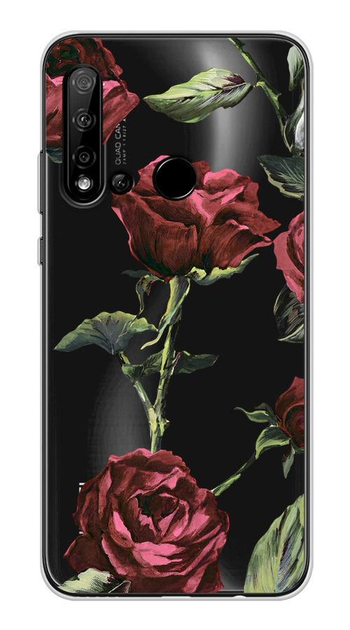 

Чехол Awog на Huawei Nova 5i "Бордовые розы фон", Красный, 69850-8