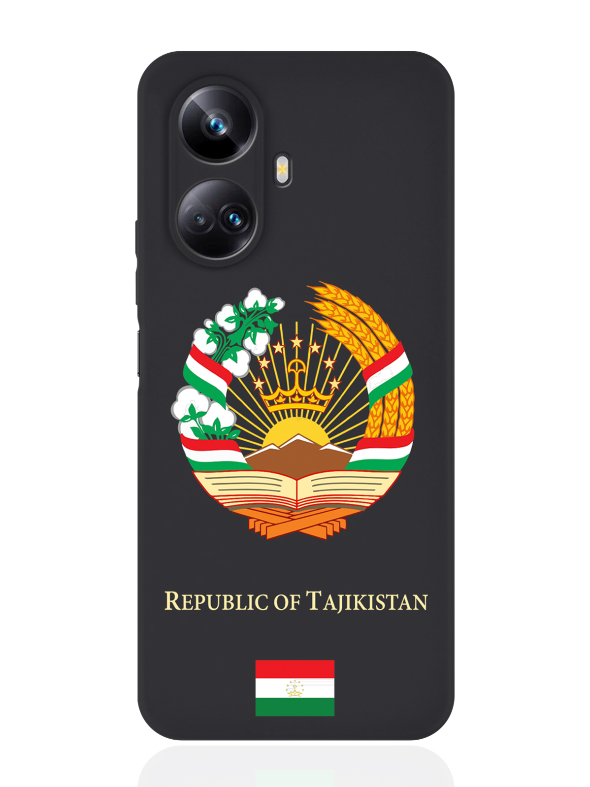 

Чехол SignumCase для Realme 10 Pro Герб Таджикистана черный, Разноцветный
